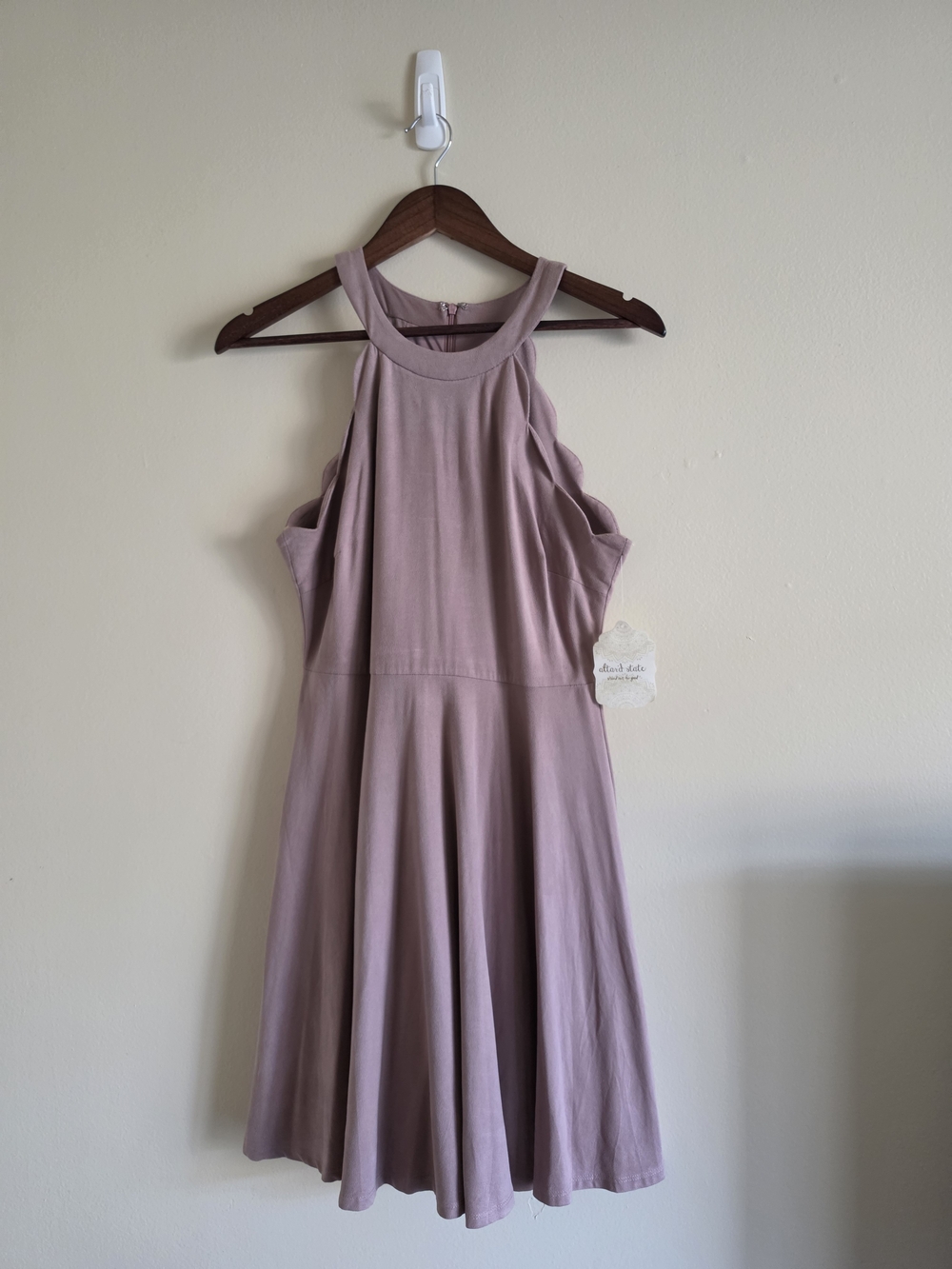 🌿 NWT Altar'd State Suede Halter Neck Mini Dress Mauve Pink Large